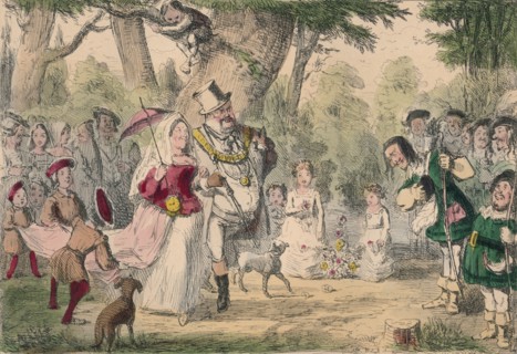 Henry the 8th and his Queen out a Maying, 1850. Artist: John Leech
