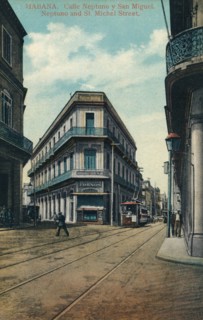 Habana. Calle Neptuno y San Miguel. Neptuno and St Michel Street, 1910s.