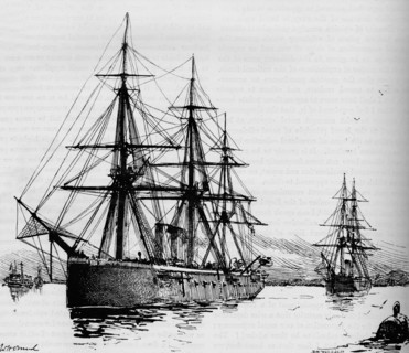 The ''Bacchante, Speed 16 Knots An Hour, 1884. Artist: Unknown
