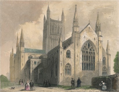 Worcester Cathedral, North West View, 1836. Artist: Henry Winkles