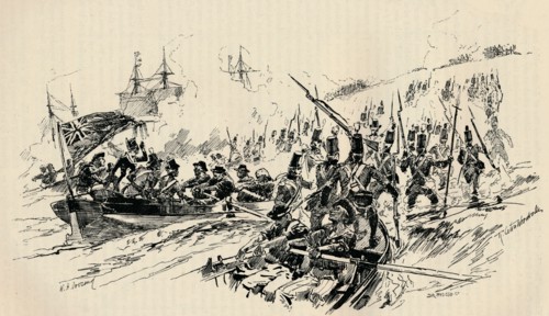 Landing of Sir Ralph Abercromby and British Forces at Alexandria, 1801, (1884) Artist: Unknown