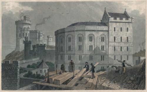 East End of the Bridewell, and Jail Governor's House, Edinburgh, 1829. Artist: William Tombleson