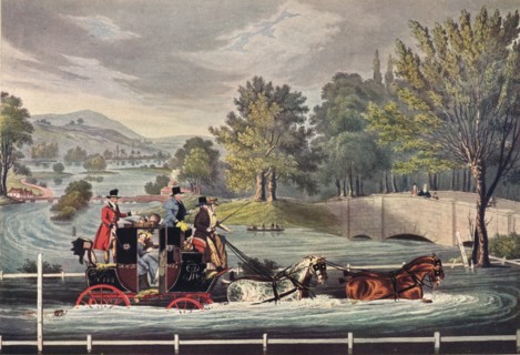 Mail Coach in a Flood, c1827, (1904). Artist: F Rosenbourg