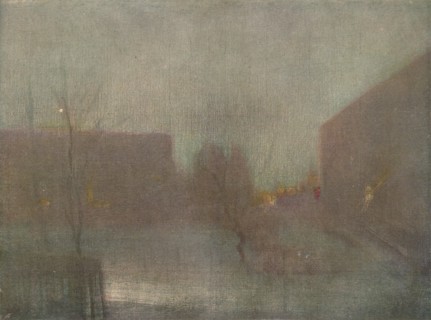 'Nocturne Trafalgar Square Chelsea Snow', 1876 (1903-1904).  Artist: James Abbott McNeill Whistler.