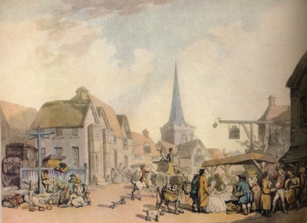 'An old English Village Scene', c18th century. (1941). Artist: Thomas Rowlandson.