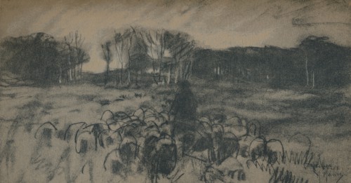 'A sketch of a shepherd and his flock', 19th century. Artist: Anton Mauve.