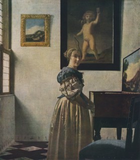 'A Young Woman Standing at a Virginal', about 1670-1672. Artist: Jan Vermeer.