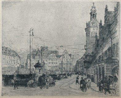 'Market Place, Leipzig', c1913. Artist: Walter Zeising.