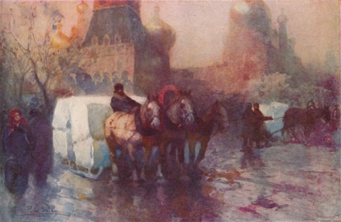 'Ice Carrying in Moscow', c19th century. Artist: Paolo Sala.