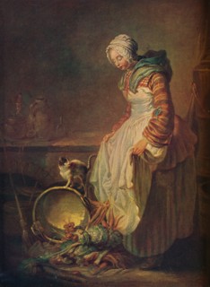 'Woman with Kitten', 18th century. Artist: Jean-Simeon Chardin.