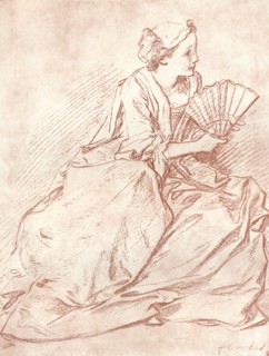 'The Lady with the Fan', 18th century. Artist: Francois Boucher.