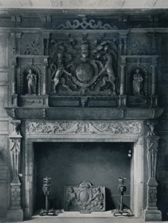 'Chimneypiece with Arms of James I, circa 1606: from the Old Palace, Bromley-By-Bow', 1945. Artist: Unknown.