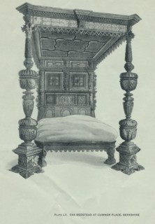 Oak bedstead at Cumnor Place, Berkshire, 1915. Artist: Unknown.