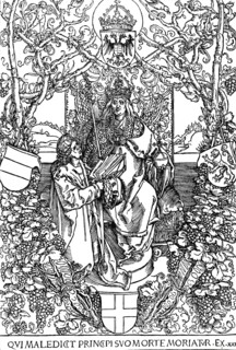 'Conrad Celtes Presenting His Book Quatuor Libri Amorum to Maximilian I', 1502 (1906). Artist: Albrecht Durer.