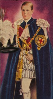 The Prince of Wales at his investiture as a Knight of the Garter, 1911 (1935). Artist: Unknown.