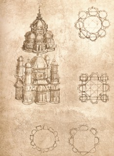 Drawing of churches, c1472-c1519 (1883). Artist: Leonardo da Vinci.