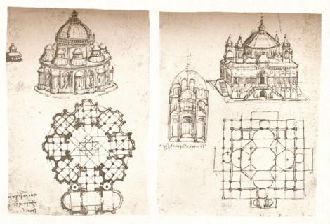 Two drawings of churches, c1472-c1519 (1883). Artist: Leonardo da Vinci.