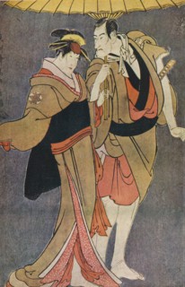 'Ichikawa Komazo III as Kameya Chubei and Nakamura Tomisaburo as Umegawa', 1794. Artists: Cecil Reginald Grundy, Tôshûsai Sharaku.