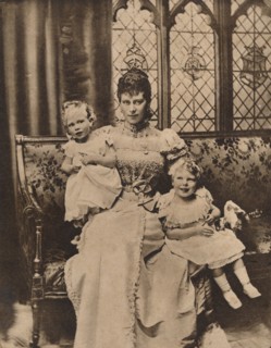 The Duchess of York with her two sons, Princes Edward and Albert, c1897 (1935). Artist: Unknown.