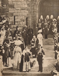 The investiture of the Prince of Wales at Caernarvon Castle, 13 July 1911 (1935). Artist: Unknown.