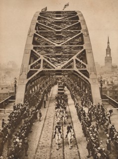 Opening of the new Tyne Bridge by King George V, Newcastle-upon-Tyne, 10 October 1928 (1935). Artist: Unknown.