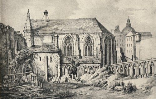'The Church and the Cloister of the College of Cluny in 1824', 1915. Artist: Unknown.