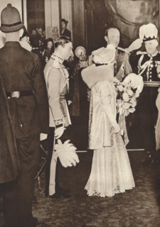 'King George VI and Queen Elizabeth leaving a luncheon in honour of coronation', 1937. Creator: Unknown.
