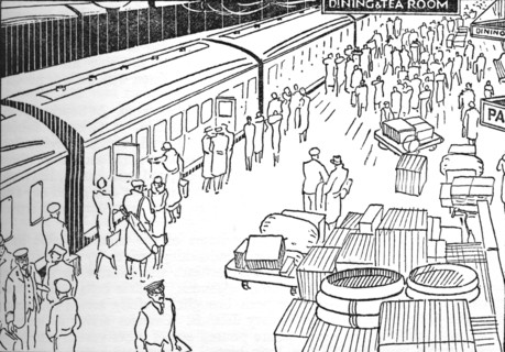 'An illusttration of a 1930s railway station', 1937. Artist: Unknown.