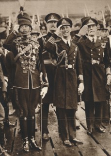 The Duke of York and Prince Henry welcoming the Prince of Wales at Portsmouth', 1925. Artist: Unknown.