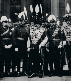 The future King Edward VIIand officers of the Queen's Own Oxfordshire Hussars, 1897 (1911). Creator: Hills and Saunders.