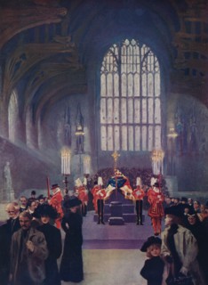 The homage of his people: King Edward's lying in state, Westminster Hall, May 16-19, 1910 (1911). Creator: Edward Frederick Skinner.