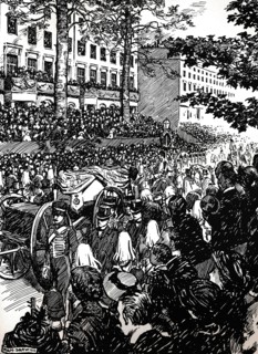 King Edward VII's last journey through London: the funeral cortege in Piccadilly, 1910 (1911). Creator: Byam Shaw.