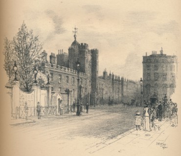 'General View of St. James's Palace, From Pall Mall', 1902. Artist: Thomas Robert Way.