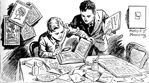 'Joys of Stamp Collecting', 1937. Artist: Unknown.