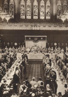 'King George VI and Queen Elizabeth attending a luncheon to celebrate coronation', 1937. Creator: Unknown.