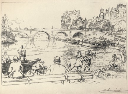 'The Watering Place at the Pont Marie', 1915. Artist: Auguste Lepere.