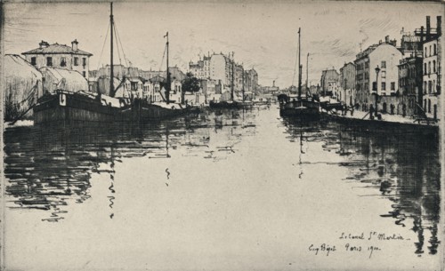 'The Canal St Martin', 1915. Artist: Eugene Bejot.