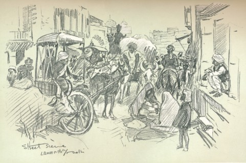 'A Street Scene in Delhi', c1903. Artist: Leonard Raven-Hill.