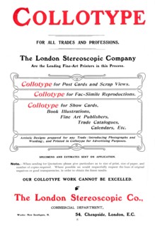 An advert for the Collotype process offered by The  London Stereoscopic Company, 1903. Artist: Unknown.