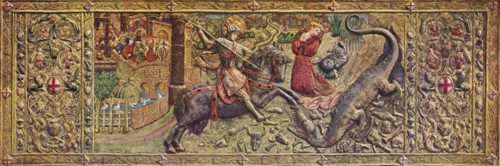 'Embroidered front altarpiece of Saint George, from the Palau de la Generalitat', c15th century. Artist: Unknown.