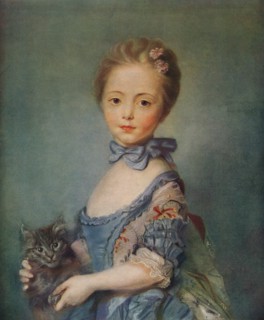 'A Girl With Kitten', c1743. Artist: Jean-Baptiste Perronneau.