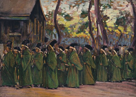 'Procession of Archers at Kioto', c1897. Artist: Mortimer L Menpes.