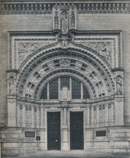 'Main Entrance, Victoria and Albert Museum, With Sculpture by Alfred Drury', c1909. Creator: Unknown.