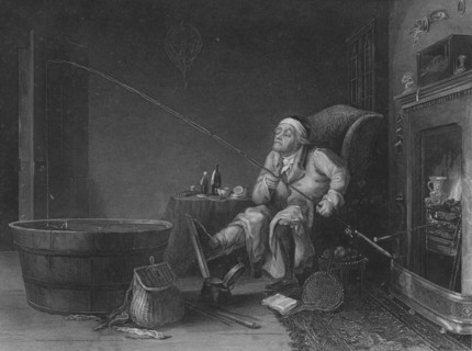 'The Enthusiast (?The Gouty Angler?)', 1850. Artist: HG Beckwith.