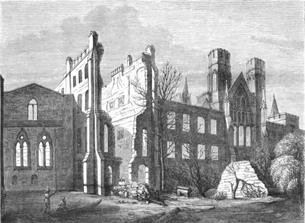 The Houses of Parliament after the fire in 1834, (1897). Artist: Unknown.
