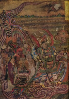 'Vaishravana travelling across the waves, from the Caves of the Thousand Buddhas', c900. Artist: Unknown.