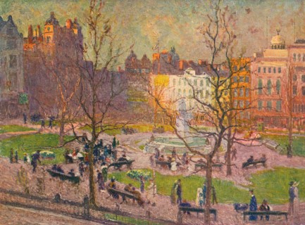'March Sunshine, Leicester Square', c1914. Artist: Emile Claus.