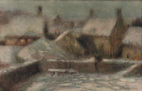 'Snow Scene Evening', c1901. Artist: Henri Eugene Le Sidaner.