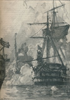 The Russian attack on Sinop, Turkey, 1853 (1906). Artist: Unknown.
