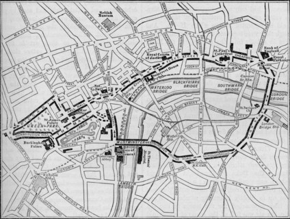 Plan of the route of the Queen's procession on Diamond Jubilee Day, London, 1897 (1906). Artist: Unknown.